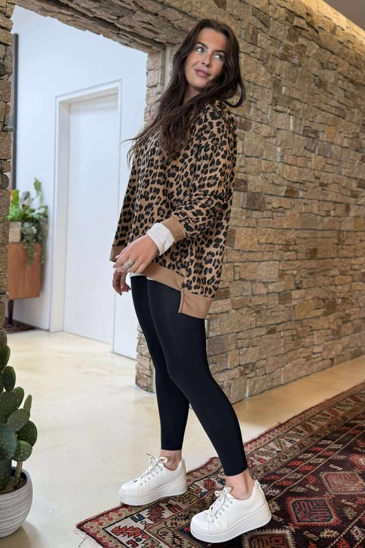 The Scamp Leopard Chillax Sweatshirt Camel